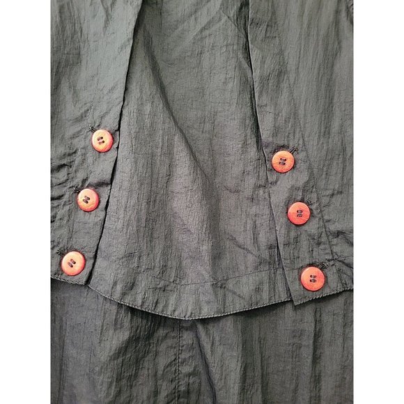 Vintage Women's Climatiser Nylon Trench Coat Black with Red Buttons Small - Picture 10 of 10